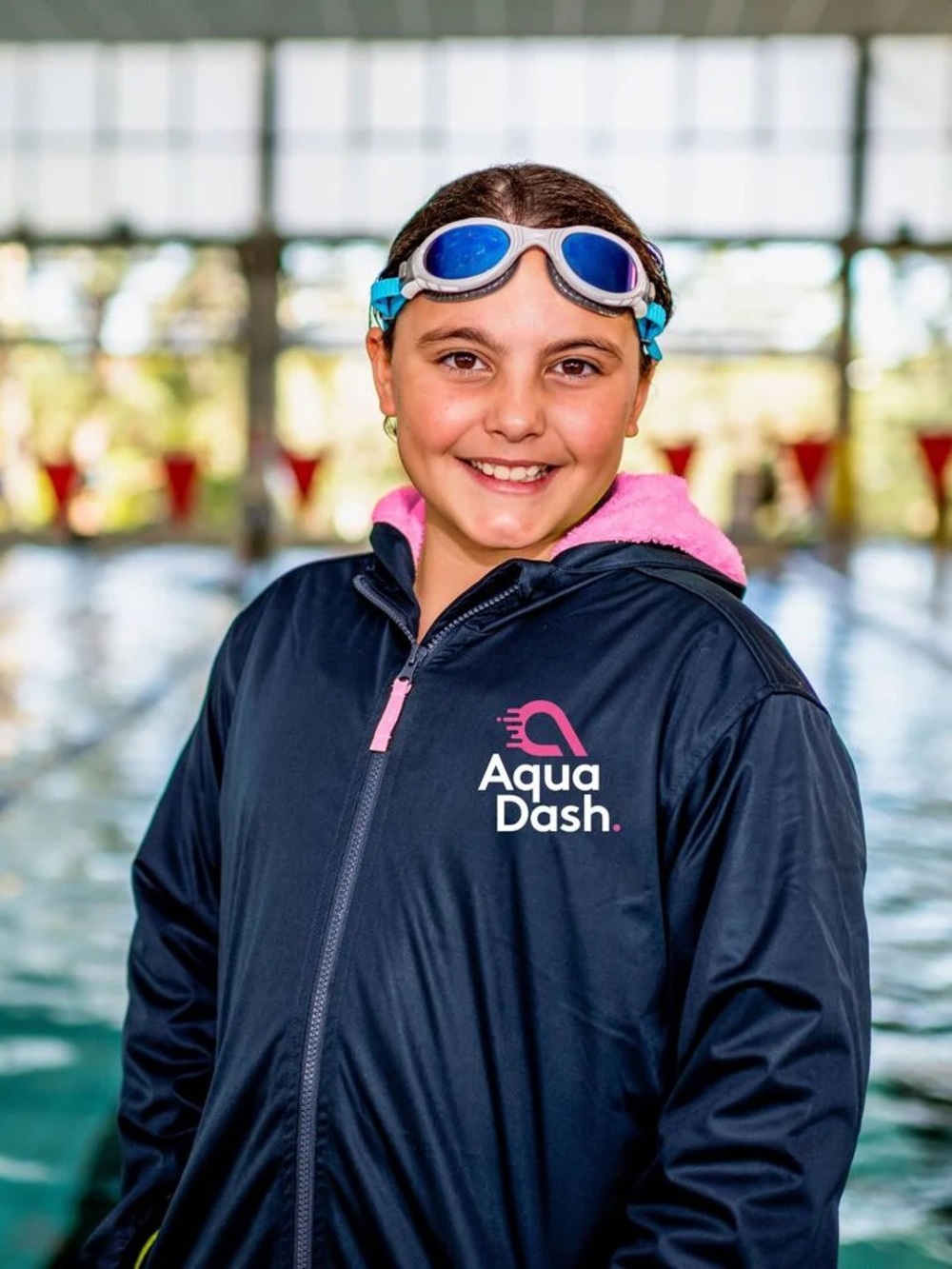 Aqua Dash Swim Parka girls size 14 Kids' Navy/Pink Swim Full Cover, dry seats